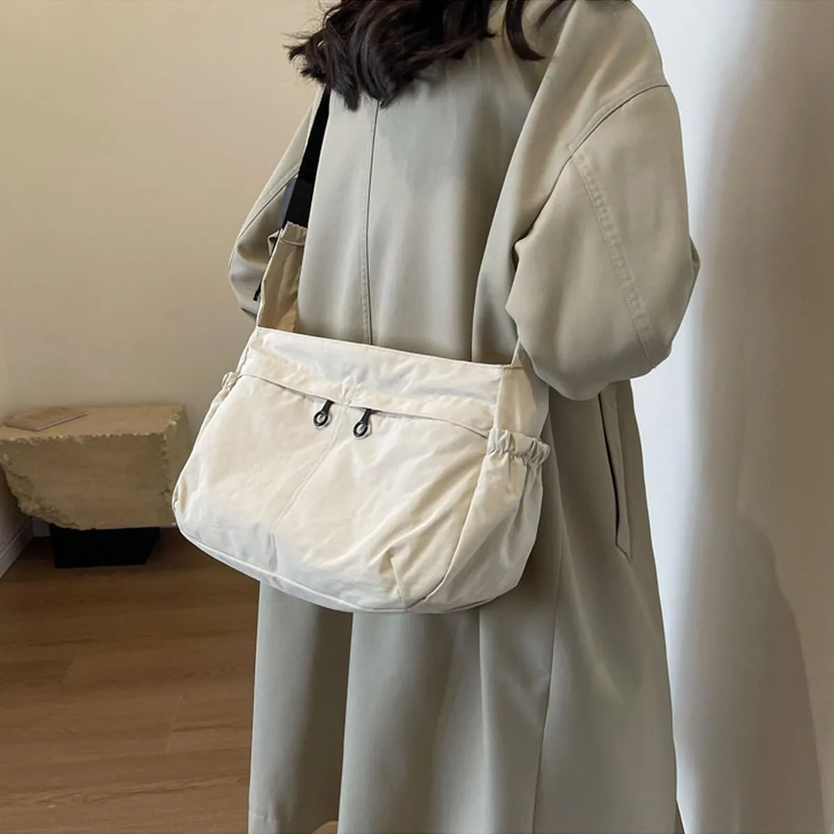 Women's casual shoulder bag, women's waterproof nylon dumpling bag, crossbody bag