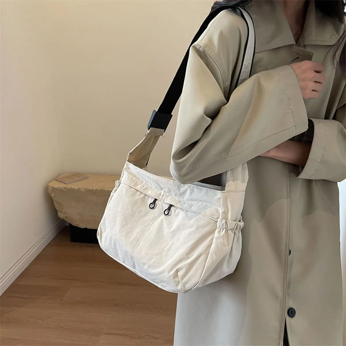Women's casual shoulder bag, women's waterproof nylon dumpling bag, crossbody bag