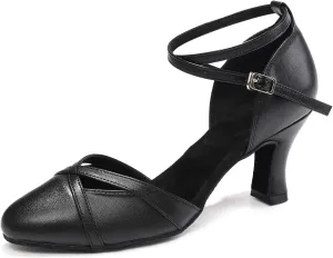 Women's Closed Toe Dance Shoes Ankle Strap Ballroom Latin Salsa Dancing Shoes