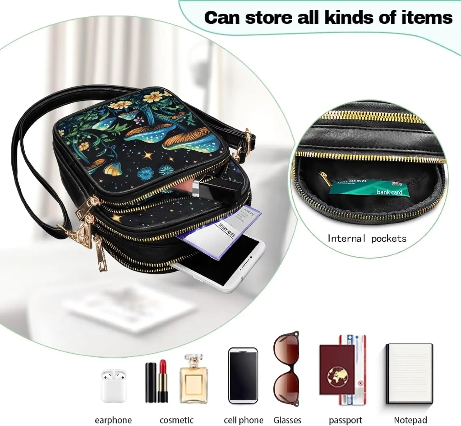 Womens Crossbody Bag Small Messenger Bag Crossbody Purse Cell Phone Bag Wallet Purses Adjustable Strap