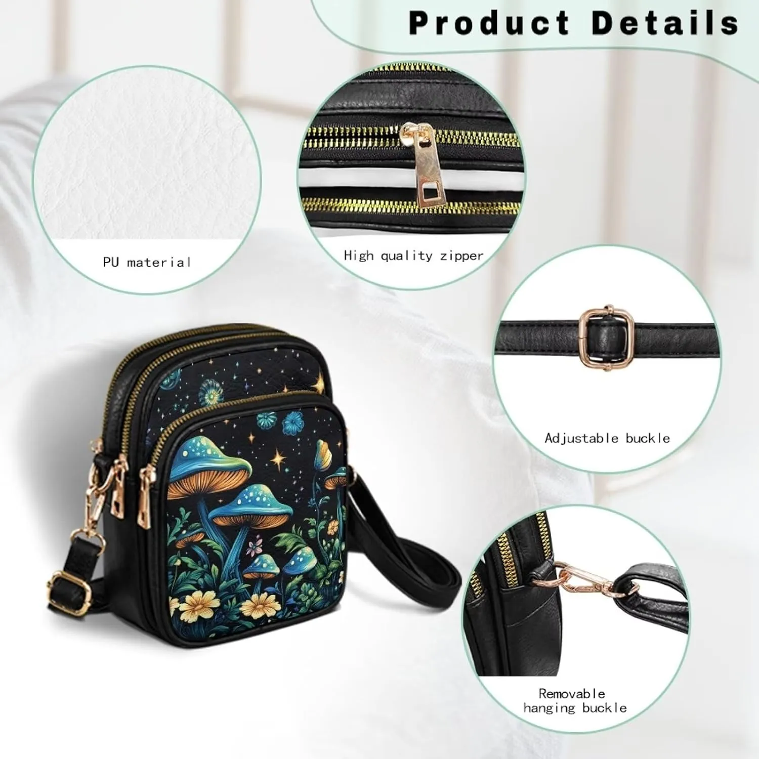 Womens Crossbody Bag Small Messenger Bag Crossbody Purse Cell Phone Bag Wallet Purses Adjustable Strap
