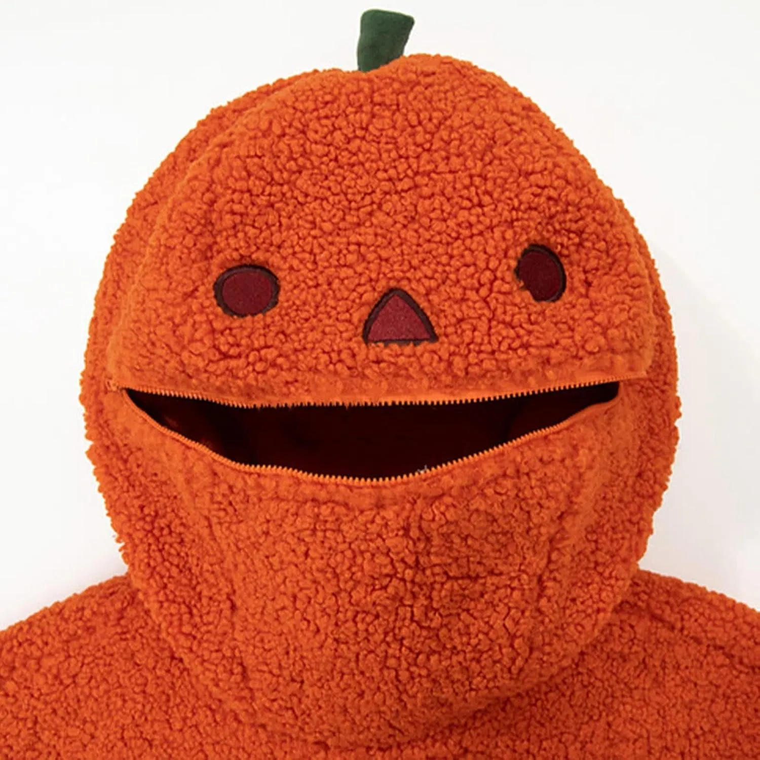 Womens Cute Pumpkin Hoodies Oversized Sherpa Fuzzy Warm Pullover Kawaii Hooded Sweatshirts Funny Halloween Costumes