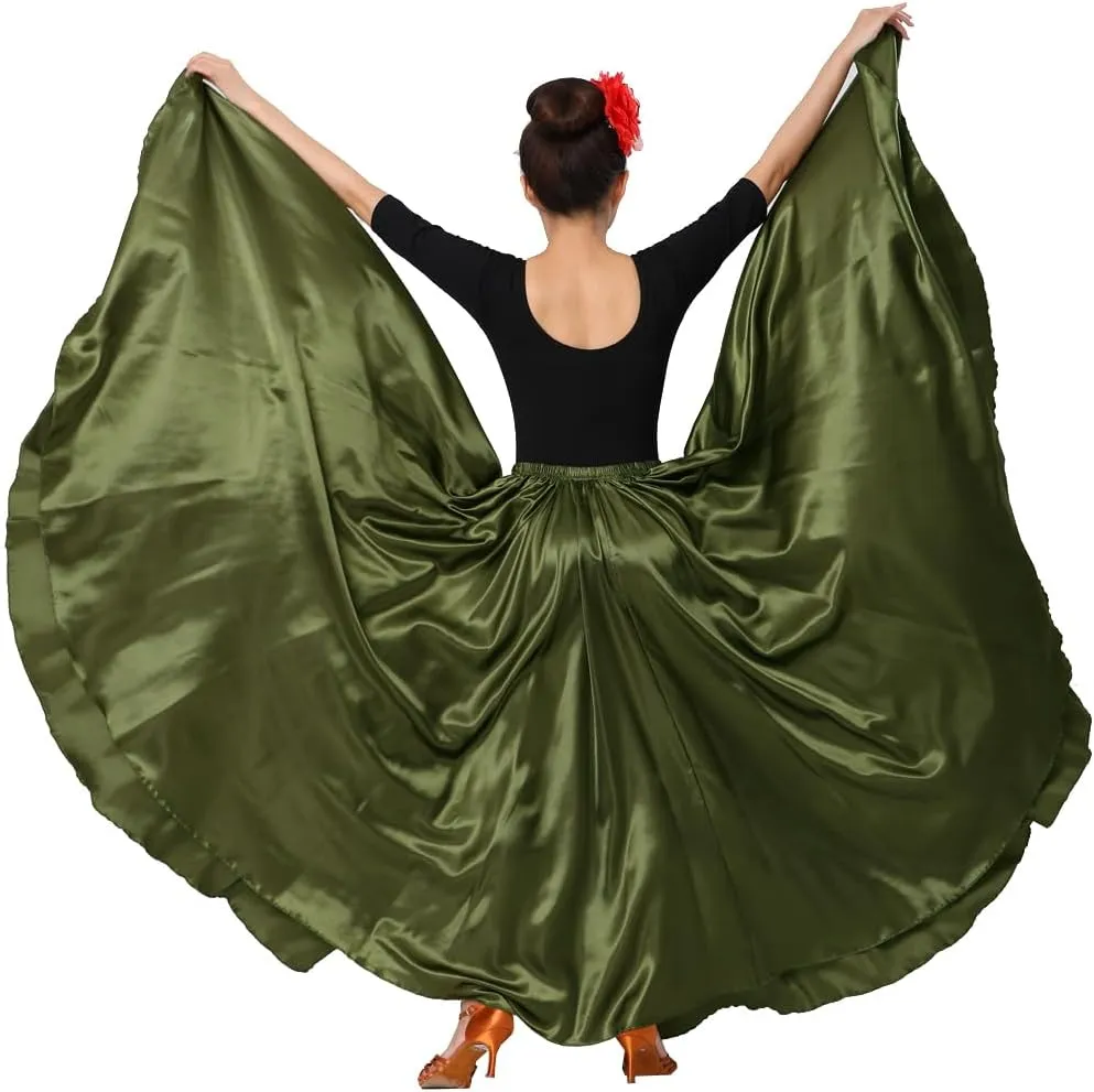 Womens Full Ankle Length Retro Long Maxi Tea Skirt for Dance Halloween Costume Party Cosplay Renaissance Festival Faire