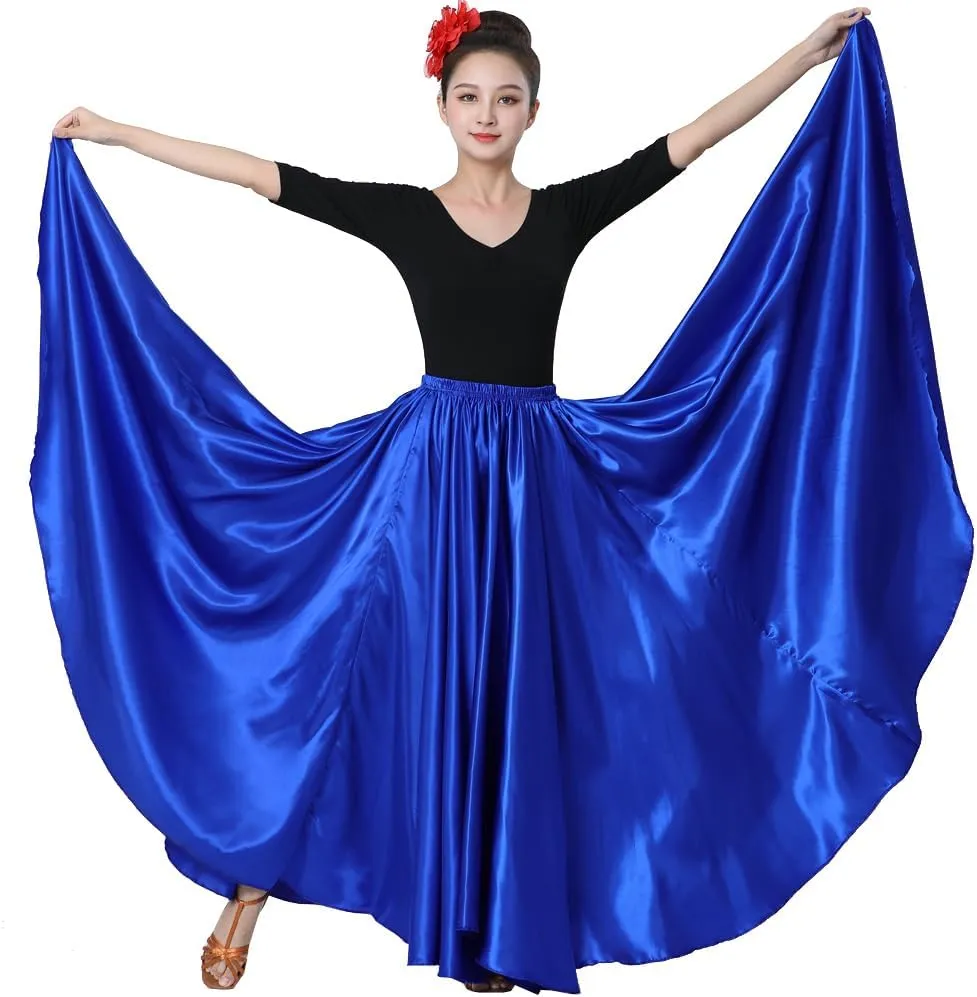 Womens Full Ankle Length Retro Long Maxi Tea Skirt for Dance Halloween Costume Party Cosplay Renaissance Festival Faire