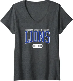 Womens Georgian Court University Lions Est. Date V-Neck T-Shirt