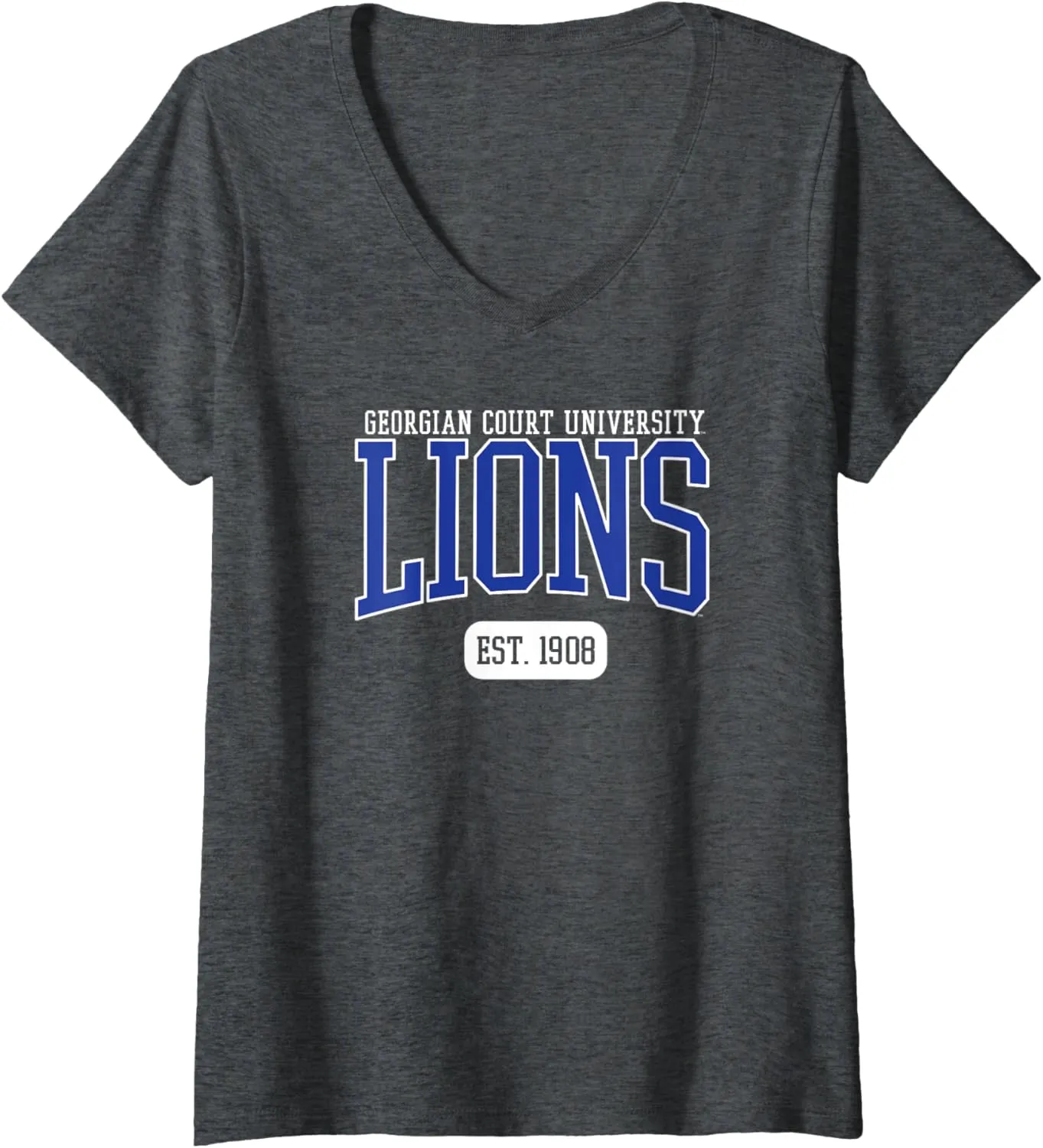 Womens Georgian Court University Lions Est. Date V-Neck T-Shirt