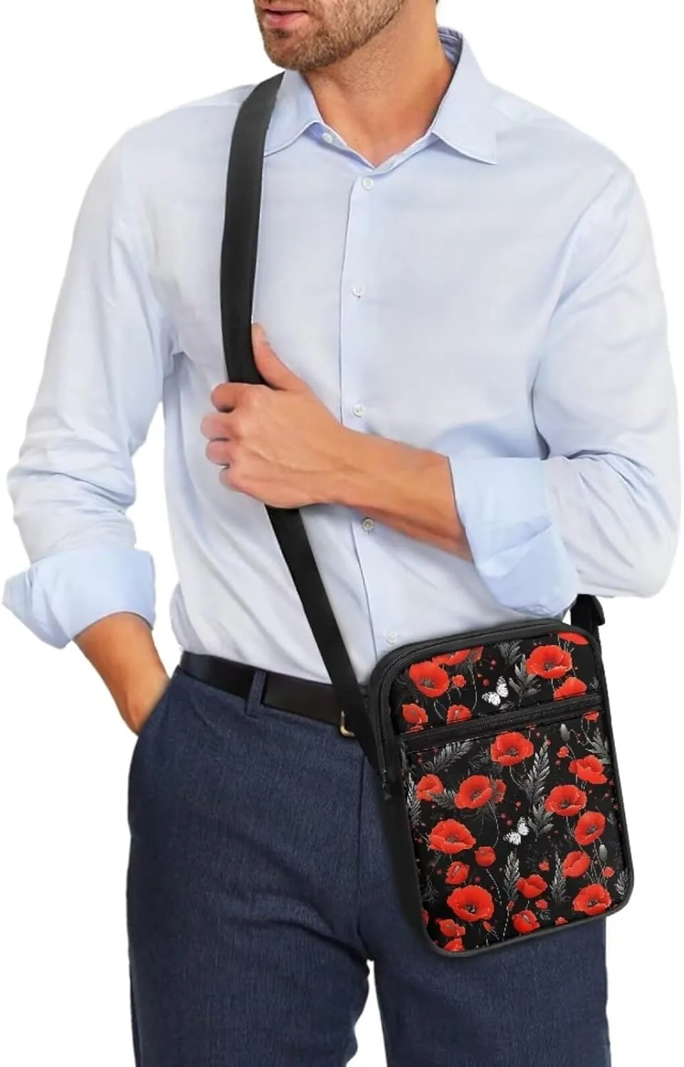 Women's Hibiscus Flower Crossbody Bag, Zip Small Messenger Shoulder Storage Bags
