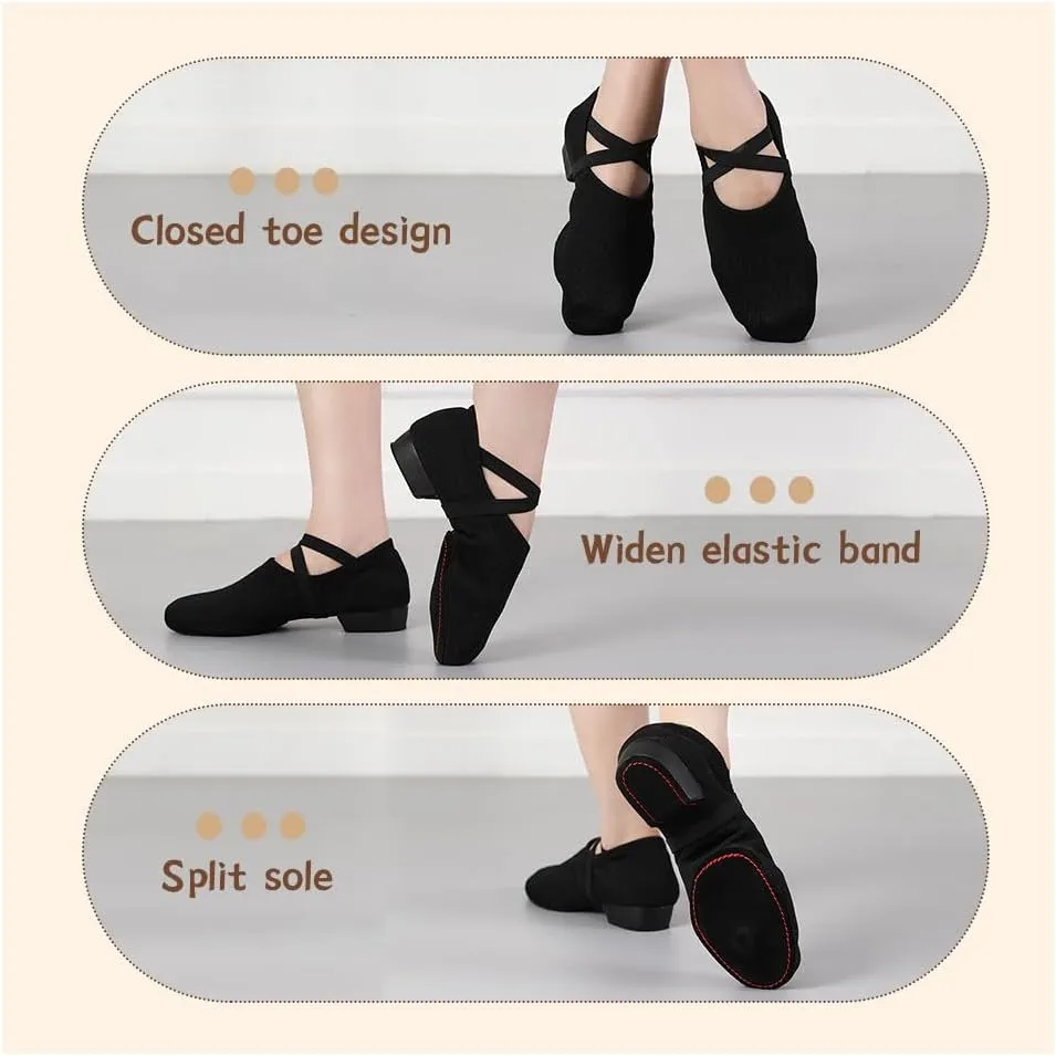 Women's Latin Dance Practice Shoes for Beginners 1" Low Heel Standard Ballroom Social Salsa Dancing Shoes