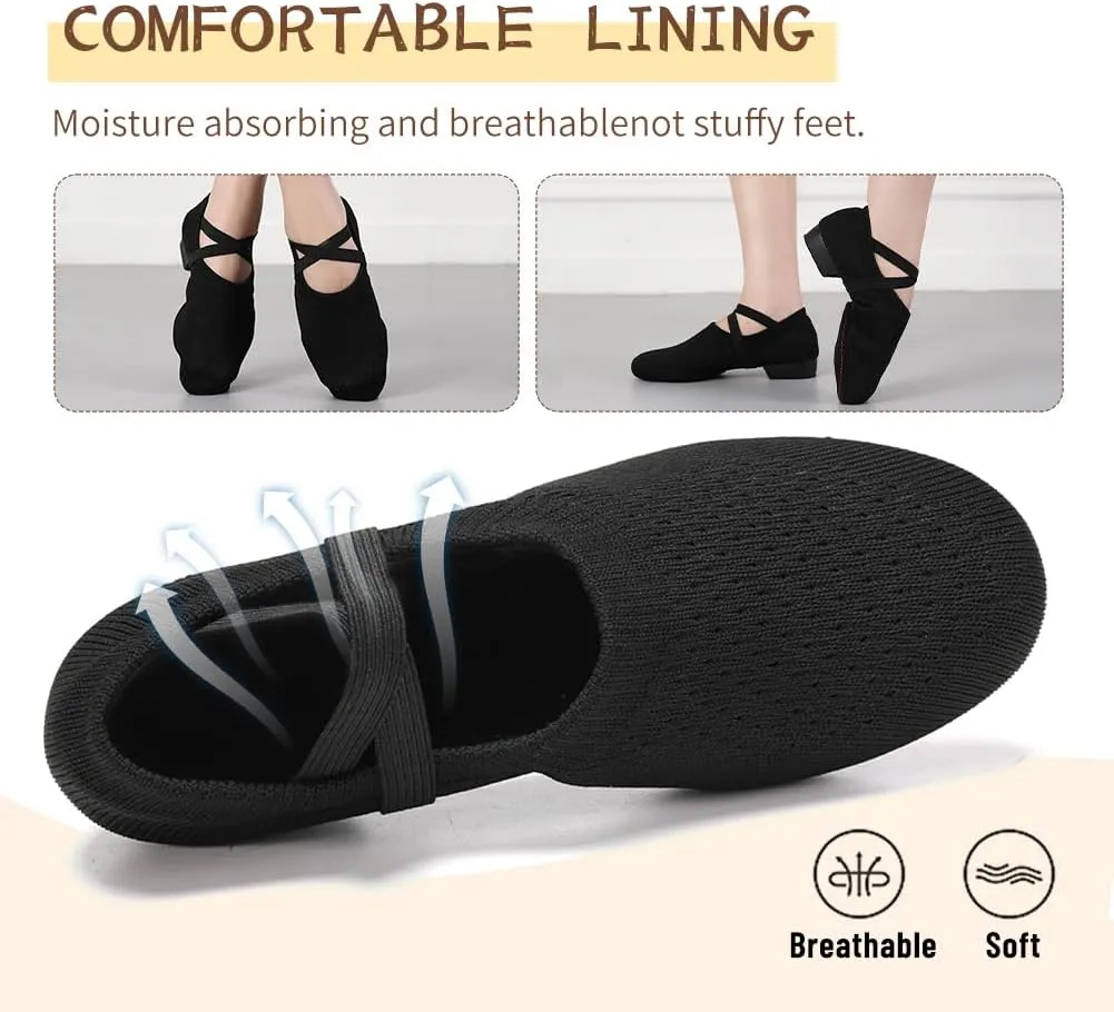Women's Latin Dance Practice Shoes for Beginners 1" Low Heel Standard Ballroom Social Salsa Dancing Shoes