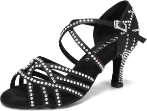 Women's Latin Dance Shoes Rhinestones Professional Ballroom Salsa Dance Shoes Suede Sole