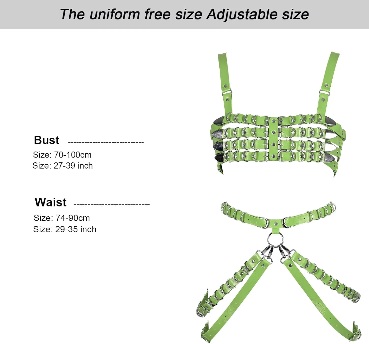 Women's Leather Body Harness Bra Garter Belt Set Punk Gothic Dance Carnival Costume Accessories
