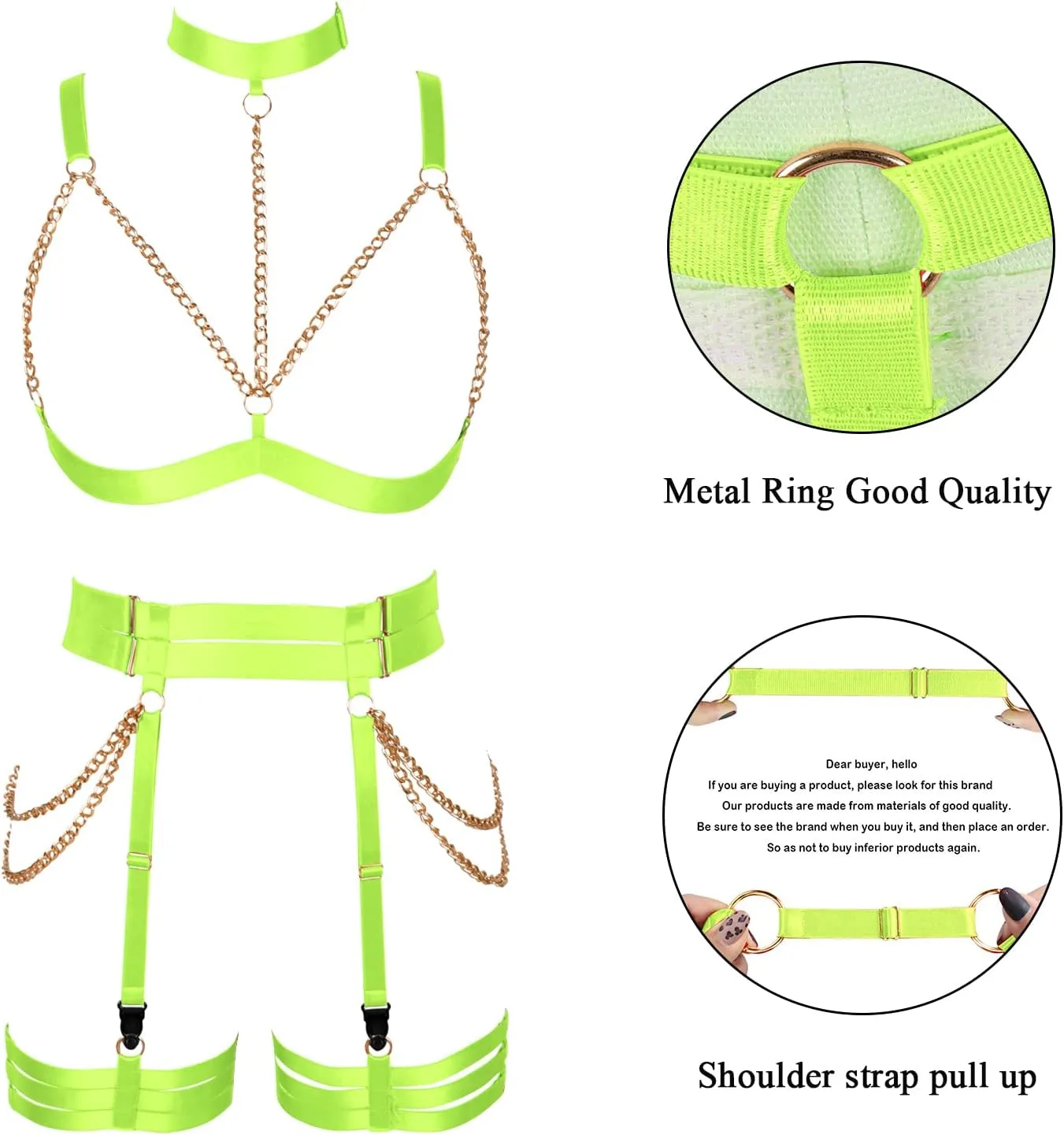 Women's Lingerie Full Cage Body Chain Harness Gothic Belt Waist Garter Belts