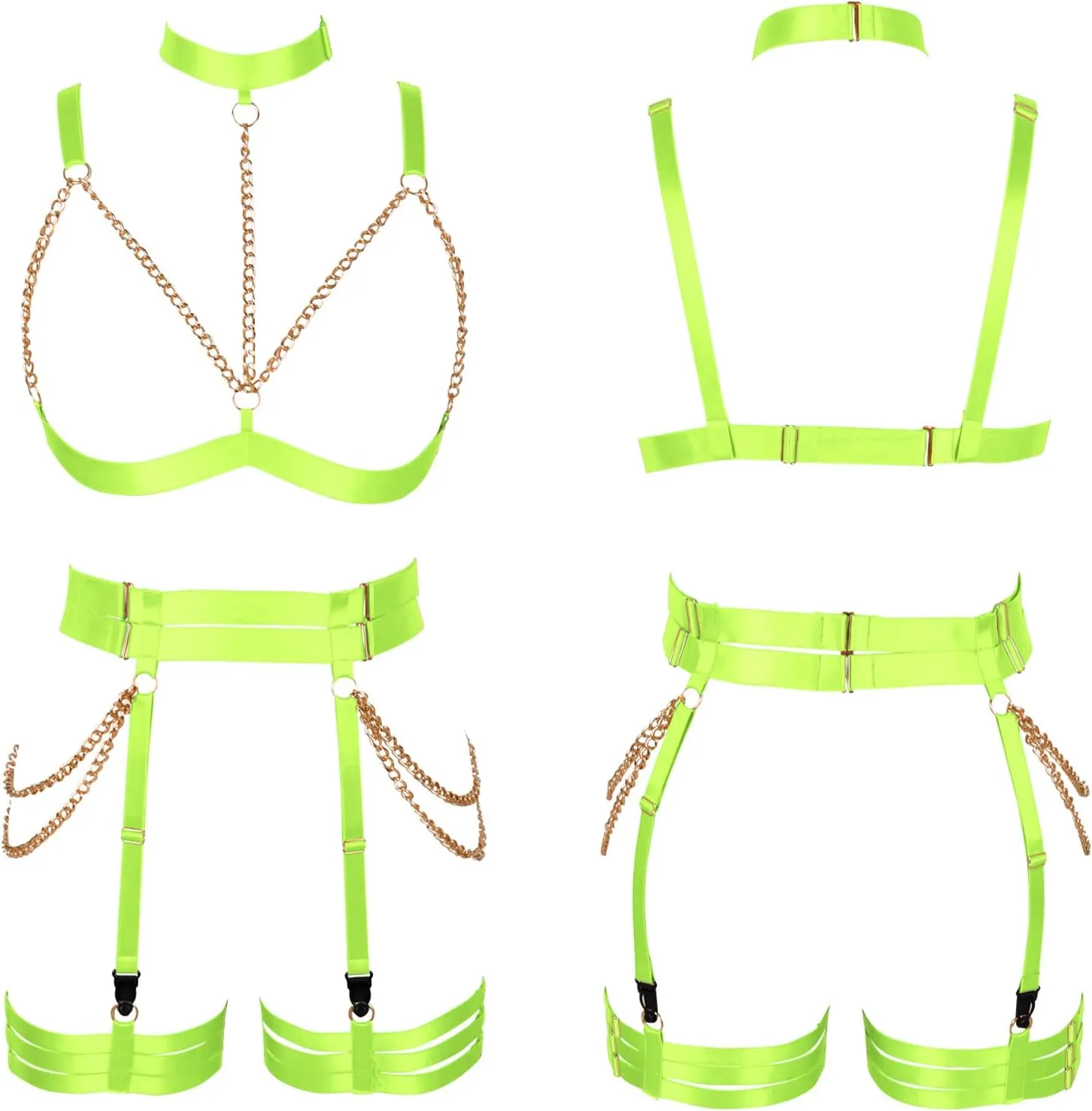 Women's Lingerie Full Cage Body Chain Harness Gothic Belt Waist Garter Belts
