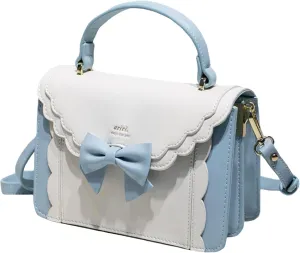 Women's Lolita Messenger Bag Sweet Bowknot Fashion PU Leather Satchel Handbag Anime Crossbody Shoulder Bag