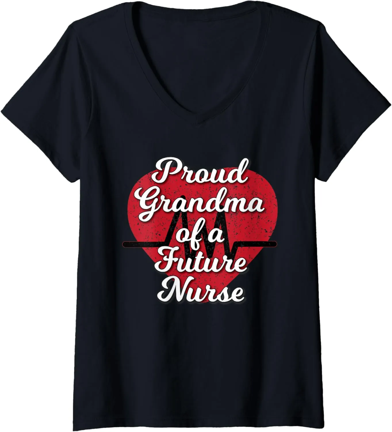 Womens Proud Grandma of a Future Nurse Heart V-Neck T-Shirt