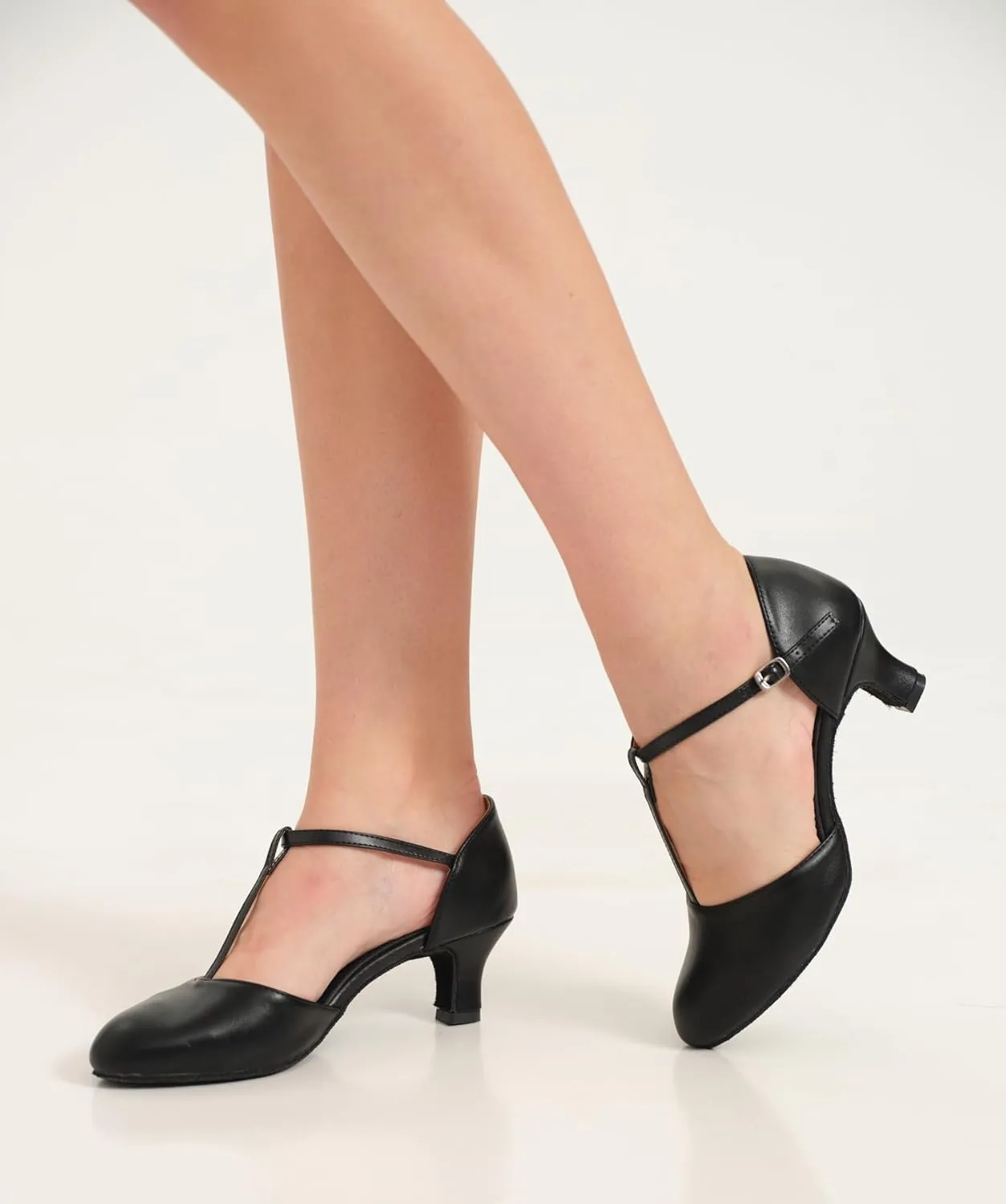 Women's T-Strap Character Dance Shoes Non-Slip Ballroom Dance Heels for Latin Salsa Tango