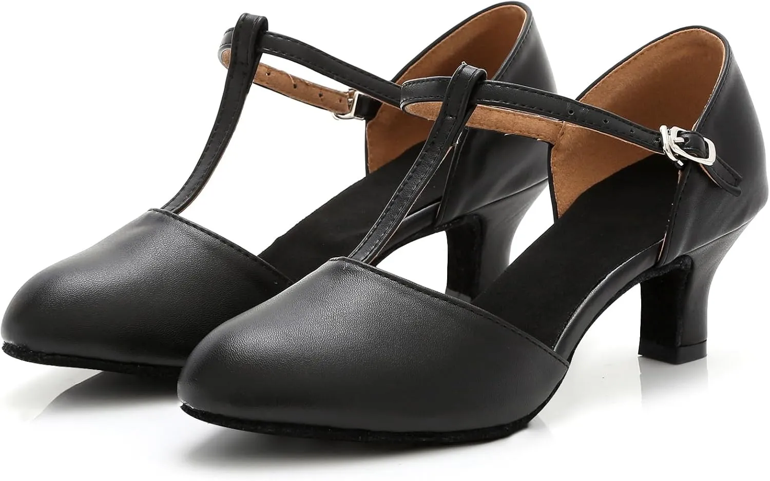 Women's T-Strap Character Dance Shoes Non-Slip Ballroom Dance Heels for Latin Salsa Tango