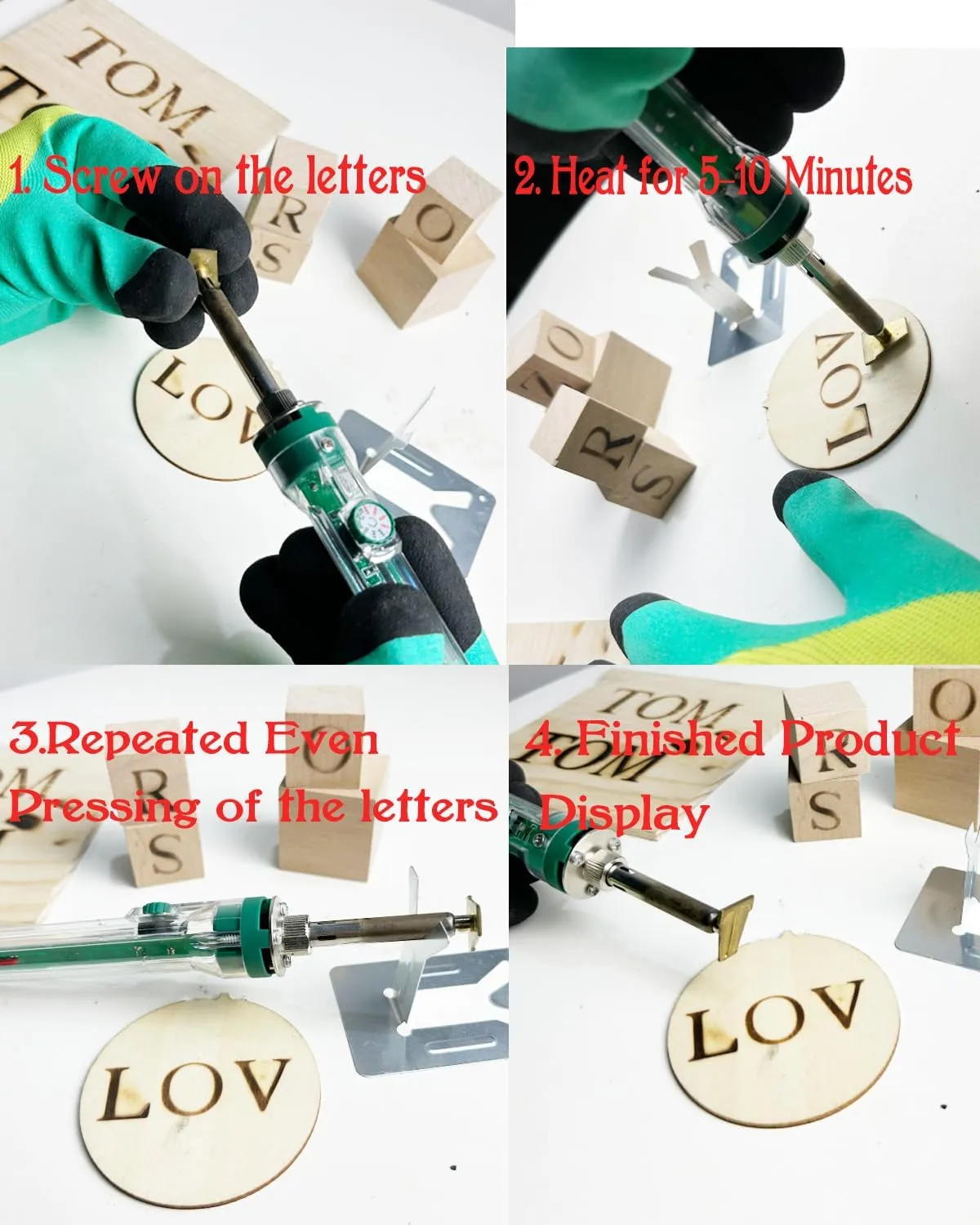 Wood Burning Alphabet Letter Kit, Branding Irons Personalized for Wood Leather Branding Set Compatible with Walnut Hollow Iron Wood Burning Stamp with 26 Iron 5/8” Tall (Clear)