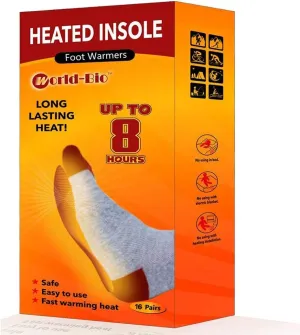 WORLD-BIO Disposable Insole Foot Warmers 7/10/16/40 Pairs Value Pack, Provide 12 Plus Hour Heating, Long Lasting Safe Natural Odorless Air Activated Warmer for Toe Hand Body, Hot Foot Warmers for Kids