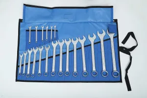 Wrench Pouch Metric & Standard Tool Set Organizer & Roll Up Pouch & Tool Bag 100% Ballistic Polyester Hand Made Dyed & Sand Washed 20 Pocket - Blue - (Tools are not Included)