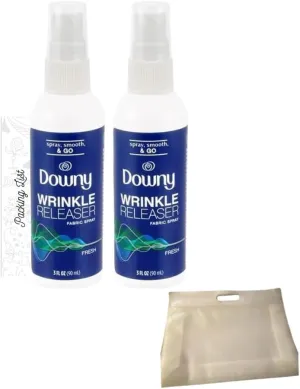 Wrinkle Releaser Spray Travel Size 2 Packs (3 oz Each) Bundled with Travel Packing List and Clear Toiletry Bag by AMCIENT