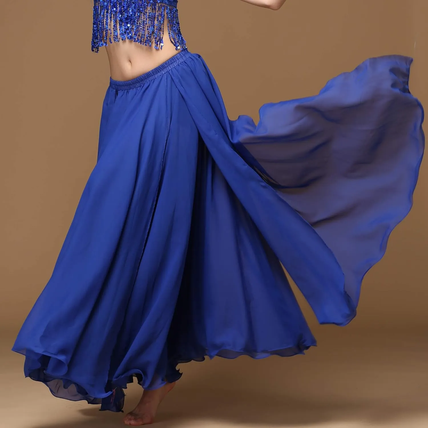 Wuchieal Women's Belly Dance Costume Chiffon Dancing Skirt Sexy Large Swing Dancing Skirts Dress