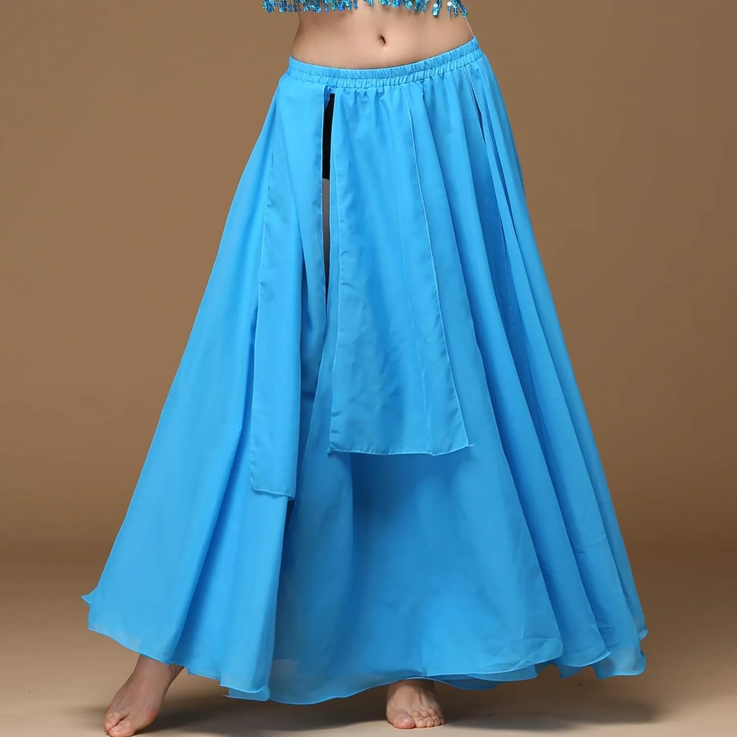 Wuchieal Women's Belly Dance Costume Chiffon Dancing Skirt Sexy Large Swing Dancing Skirts Dress