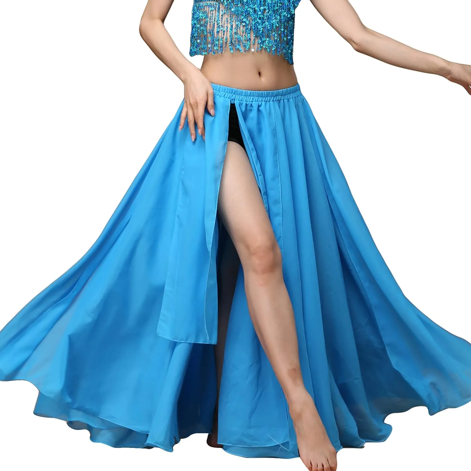 Wuchieal Women's Belly Dance Costume Chiffon Dancing Skirt Sexy Large Swing Dancing Skirts Dress