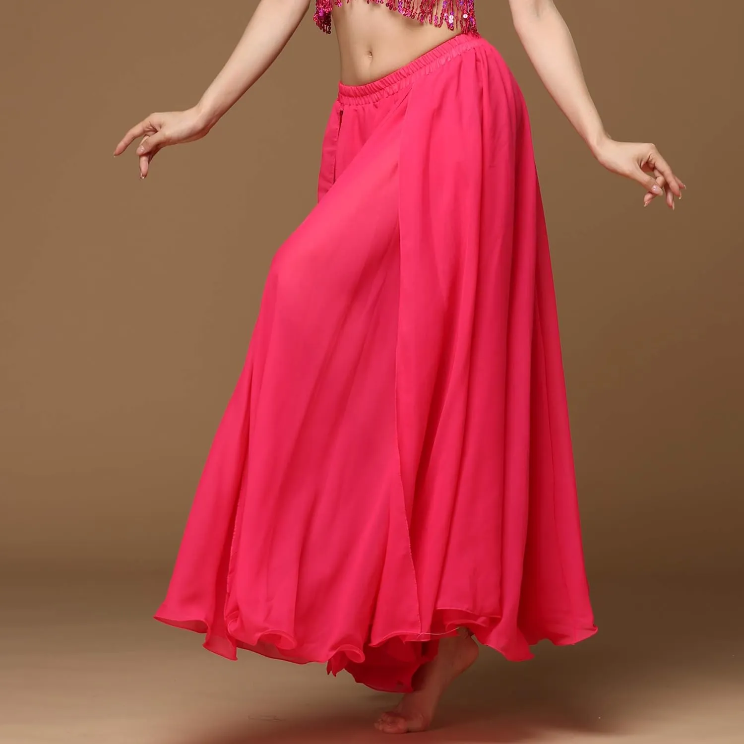 Wuchieal Women's Belly Dance Costume Chiffon Dancing Skirt Sexy Large Swing Dancing Skirts Dress
