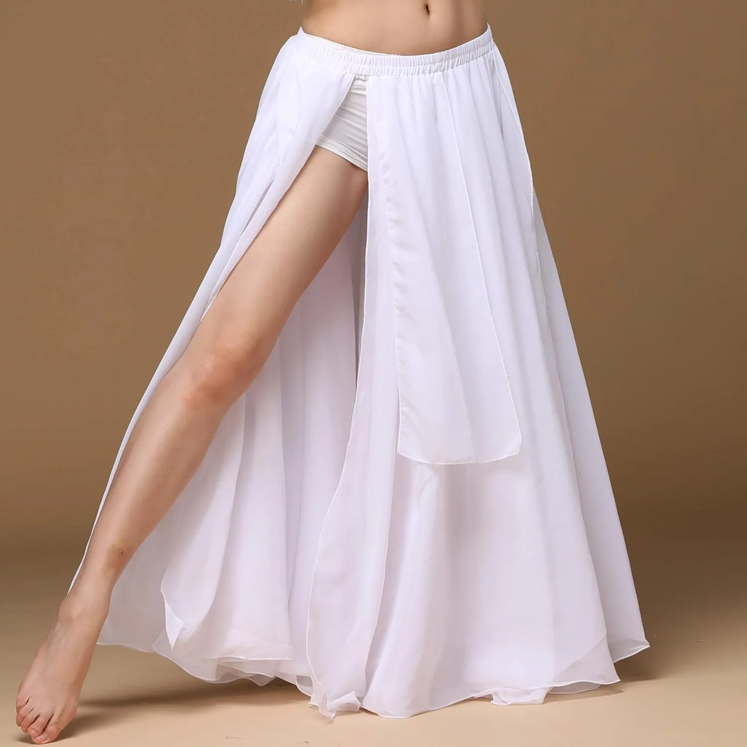 Wuchieal Women's Belly Dance Costume Chiffon Dancing Skirt Sexy Large Swing Dancing Skirts Dress