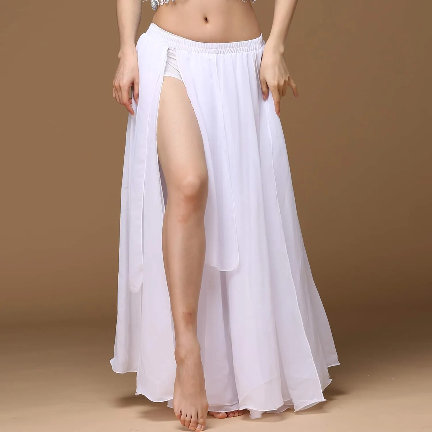 Wuchieal Women's Belly Dance Costume Chiffon Dancing Skirt Sexy Large Swing Dancing Skirts Dress