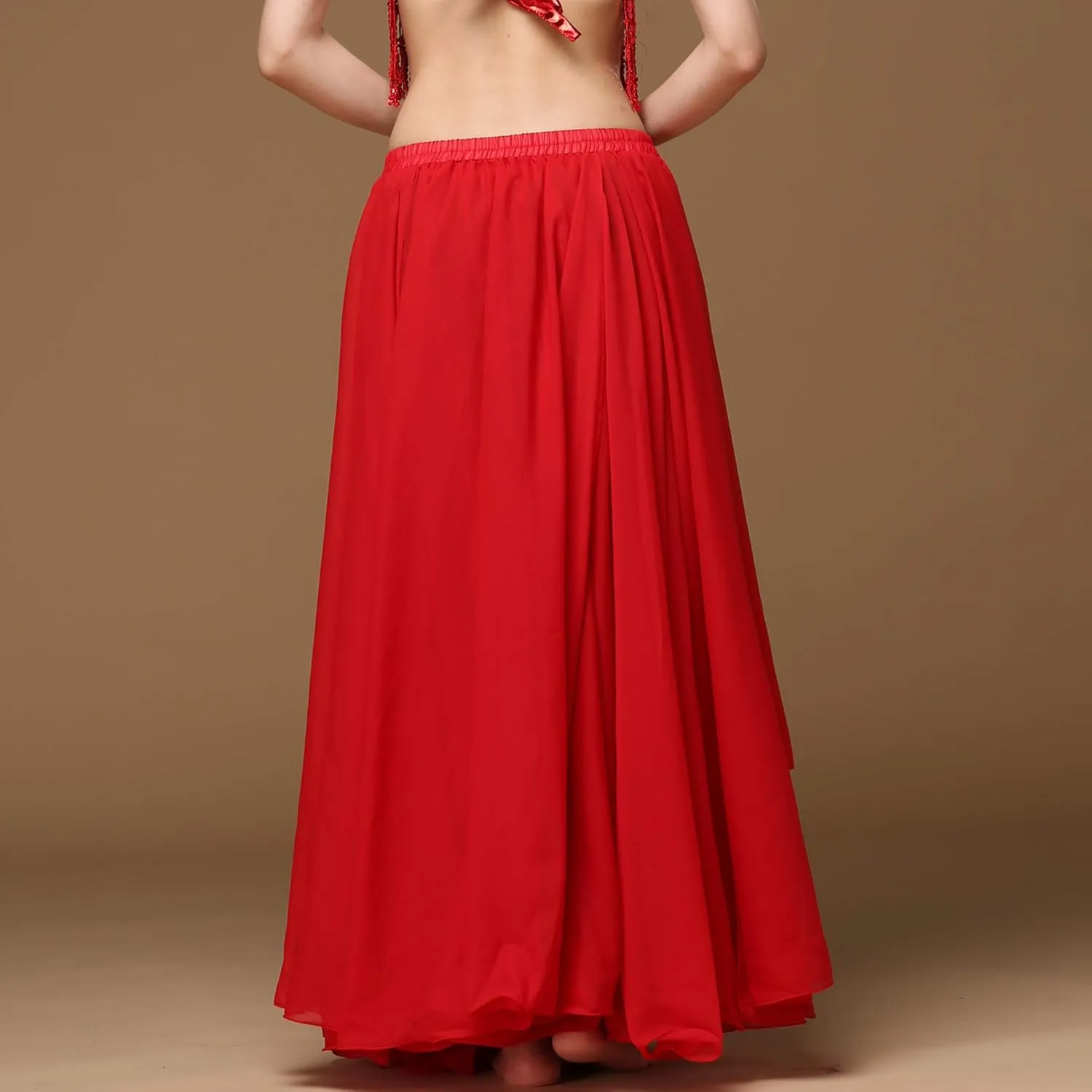 Wuchieal Women's Belly Dance Costume Chiffon Dancing Skirt Sexy Large Swing Dancing Skirts Dress