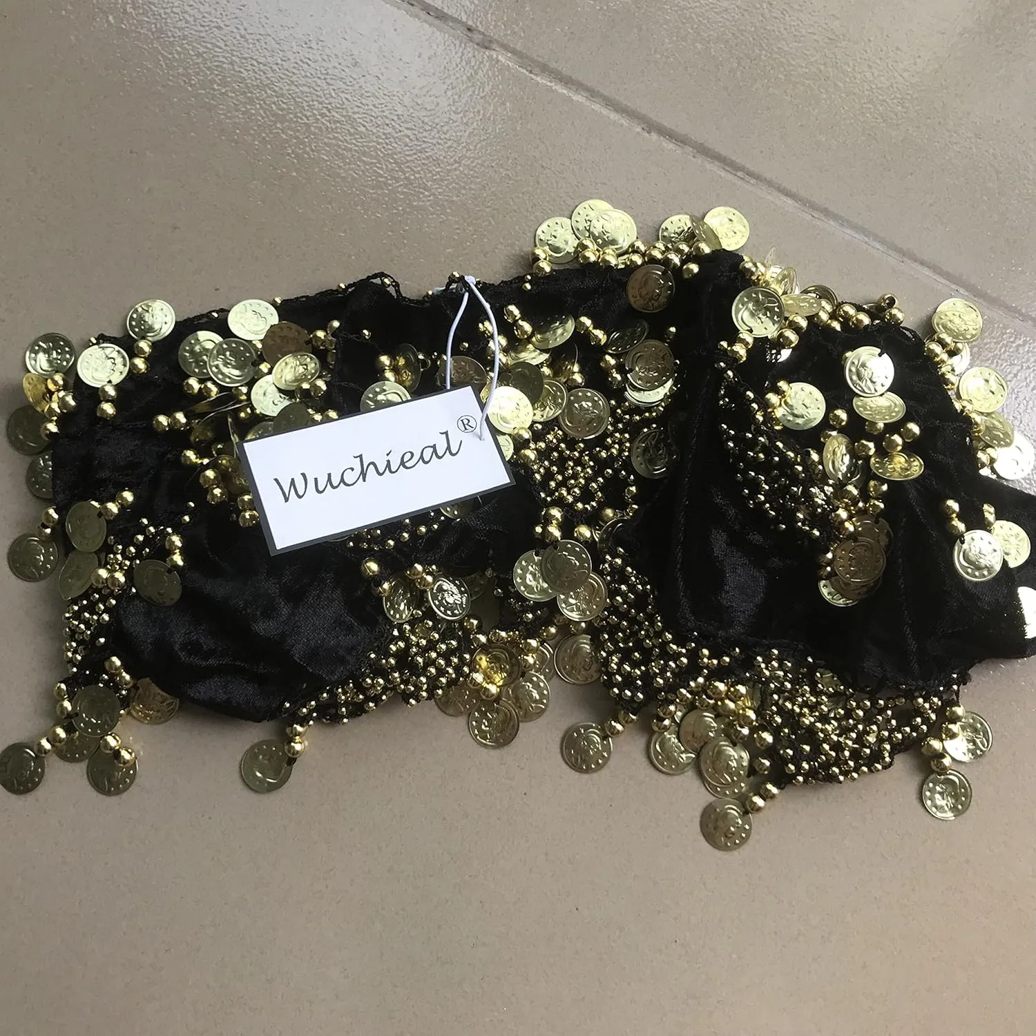 Wuchieal Women's Sweet Bellydance Hip Scarf with Gold Coins Skirts Wrap Noisy
