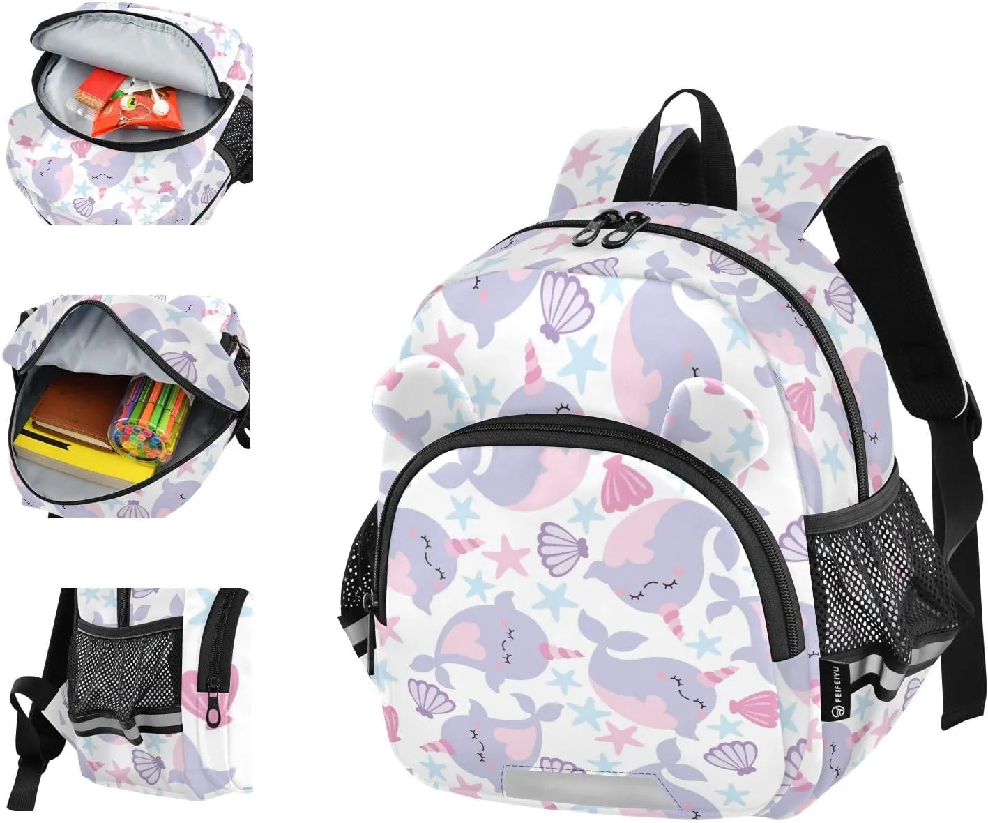 Wusikd Kids Backpack Cute Narwhal Toddler Bags Schoolbag for Girls Boys Kindergarten Student S