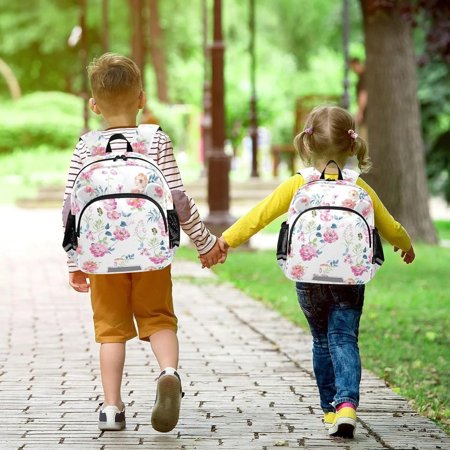 Wusikd Kids Backpack Watercolor Flowers Toddler Bags Schoolbag for Girls Boys Kindergarten Student S