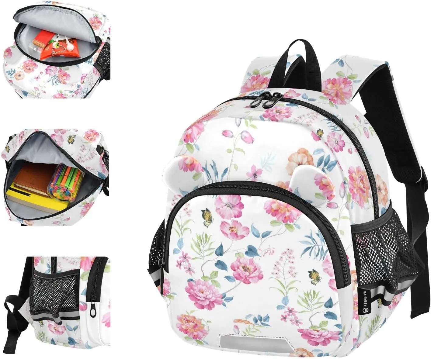 Wusikd Kids Backpack Watercolor Flowers Toddler Bags Schoolbag for Girls Boys Kindergarten Student S
