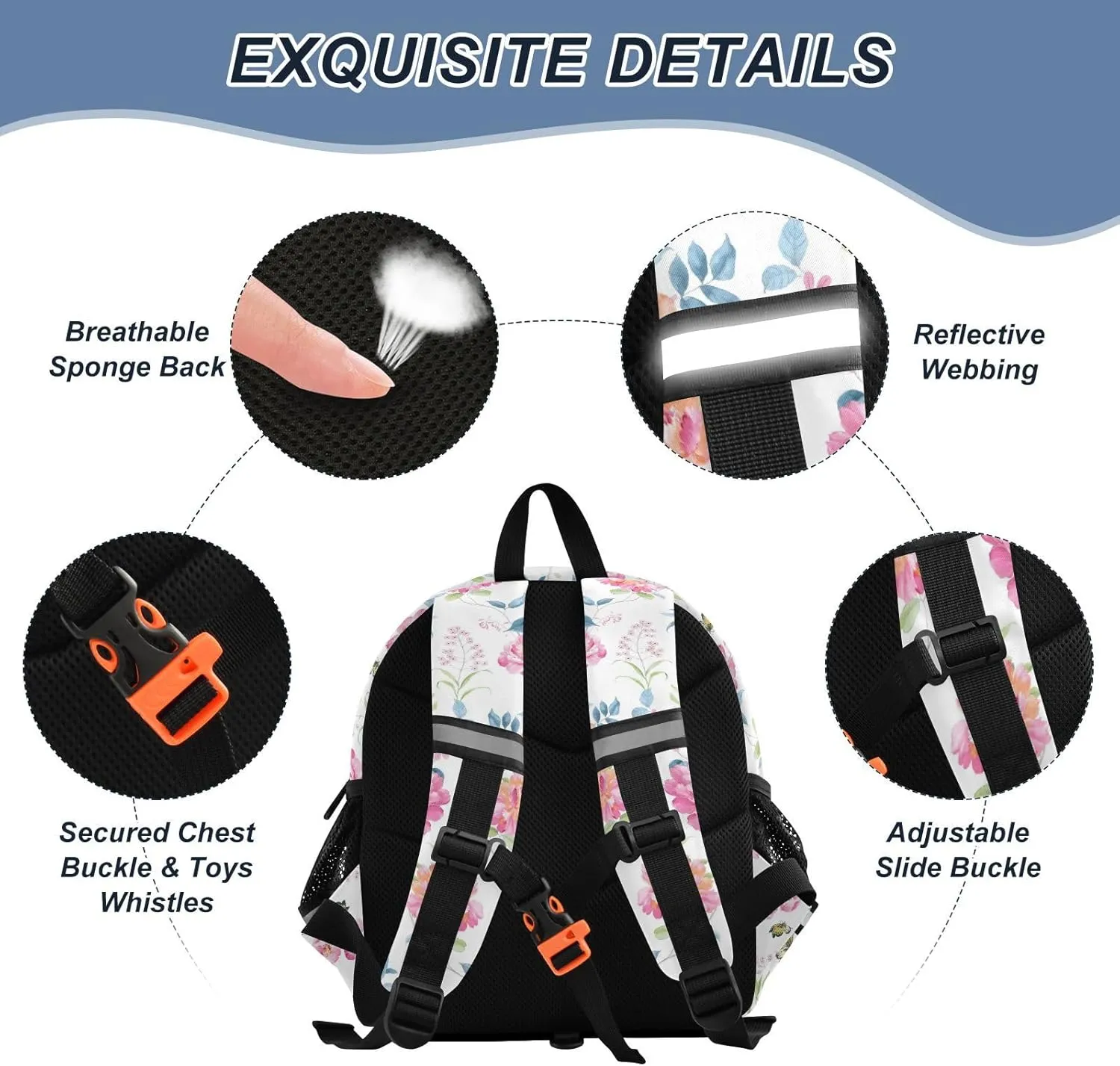 Wusikd Kids Backpack Watercolor Flowers Toddler Bags Schoolbag for Girls Boys Kindergarten Student S