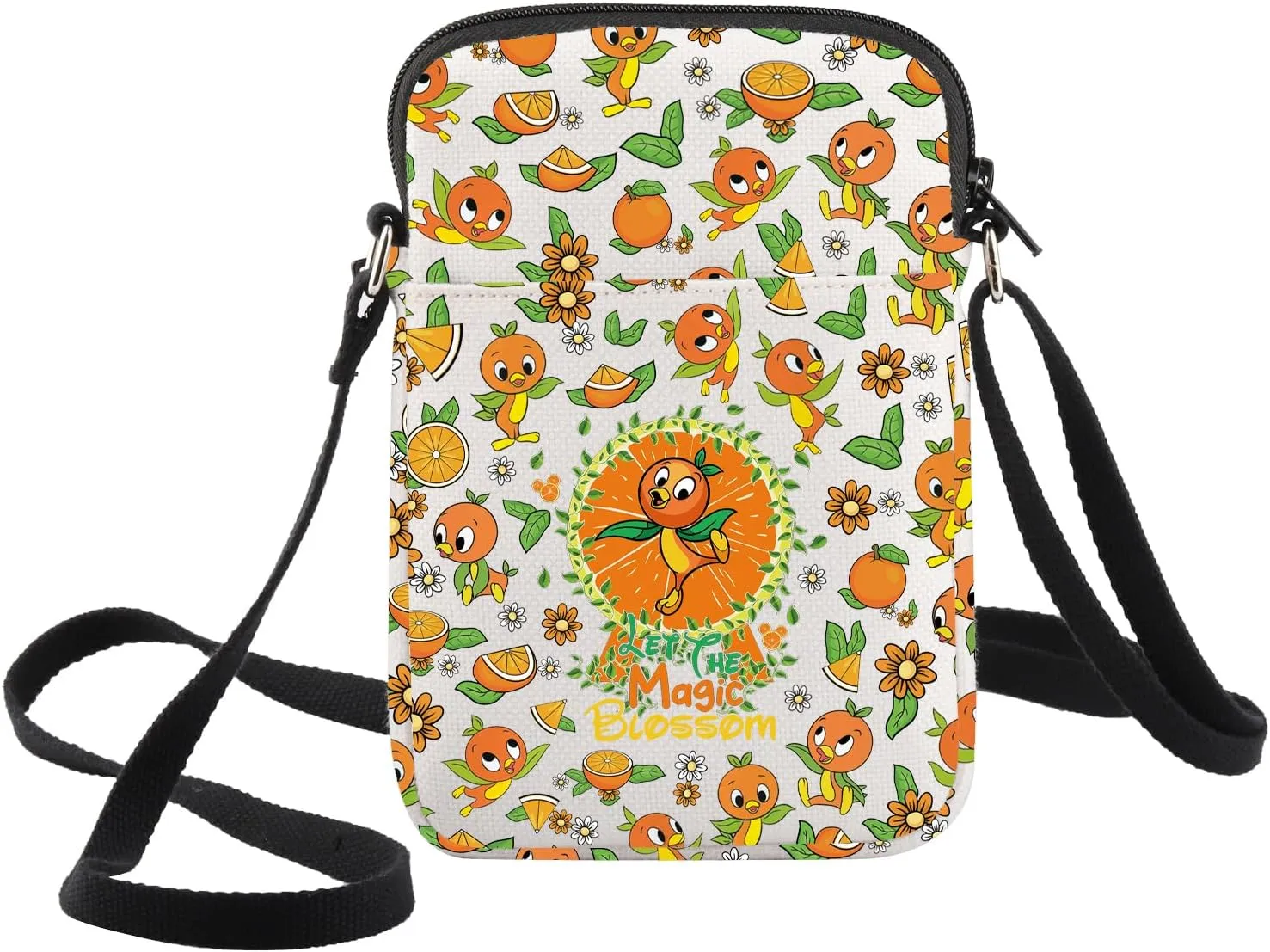 WZMPA Funny Orange Bird Crossbody Bag Bird Lovers Gift Let The Magic Blossom Shoulder Bag Bird Merch