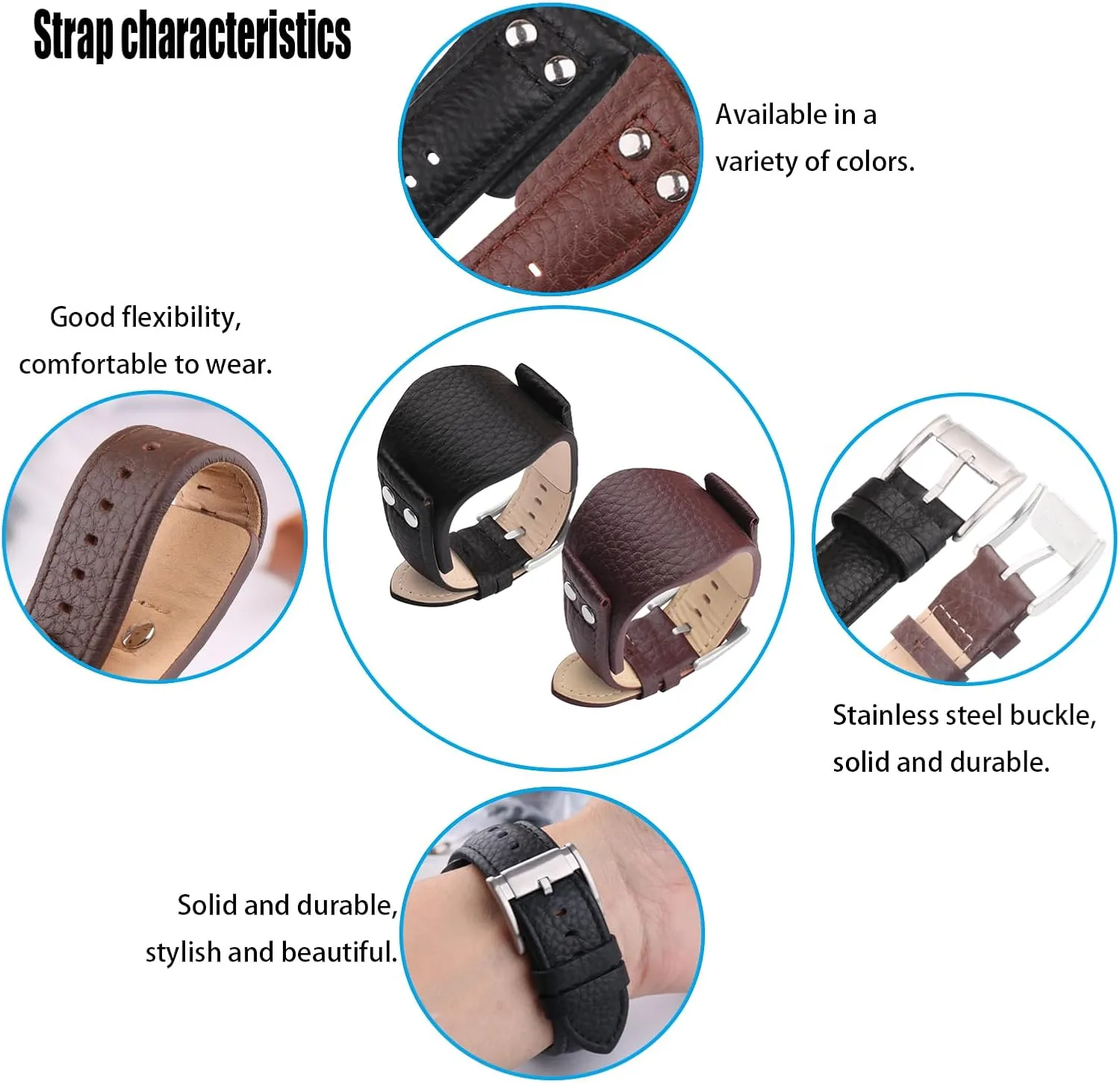 XIW Compatible for 22mm Fossil CH2891 CH2564 CH2565 CH2573 CH2574 Leather Watch Band Replacement for women Wirstband Strap men wirst Bracelet