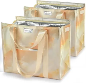 XL Insulated Reusable Grocery Shopping Tote Bag, Insulated Cooler Bags, Waterproof, Sturdy Zipper, Stands Upright