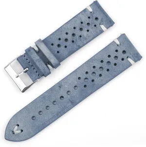 YANGQI yaoqijie Leather Watch Strap Porous Breathable Watchband 18mm 20mm 22mm 24mm Handmade Stitching Watch Bracelets Replacement Lasting (Band Color : Army Blue, Band Width : 18mm)