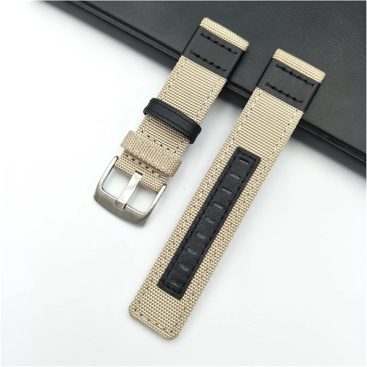 YANGQI yaoqijie Nylon Leather Watch Band Compatible with Jeep 20mm 22mm 24mm Men Watch Strap Army Green Leather Wrist Strap Watch Accessories Lasting (Band Color : S5, Band Width : 24mm)