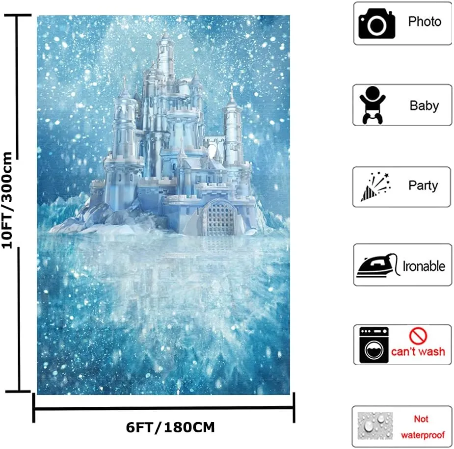 Yeele 6x10ft Winter Backdrop Ice Snow World Blue Castle Background for Photography Cosplay Kids Portrait Props Baby Shower Birthday Party Photo Studio Props