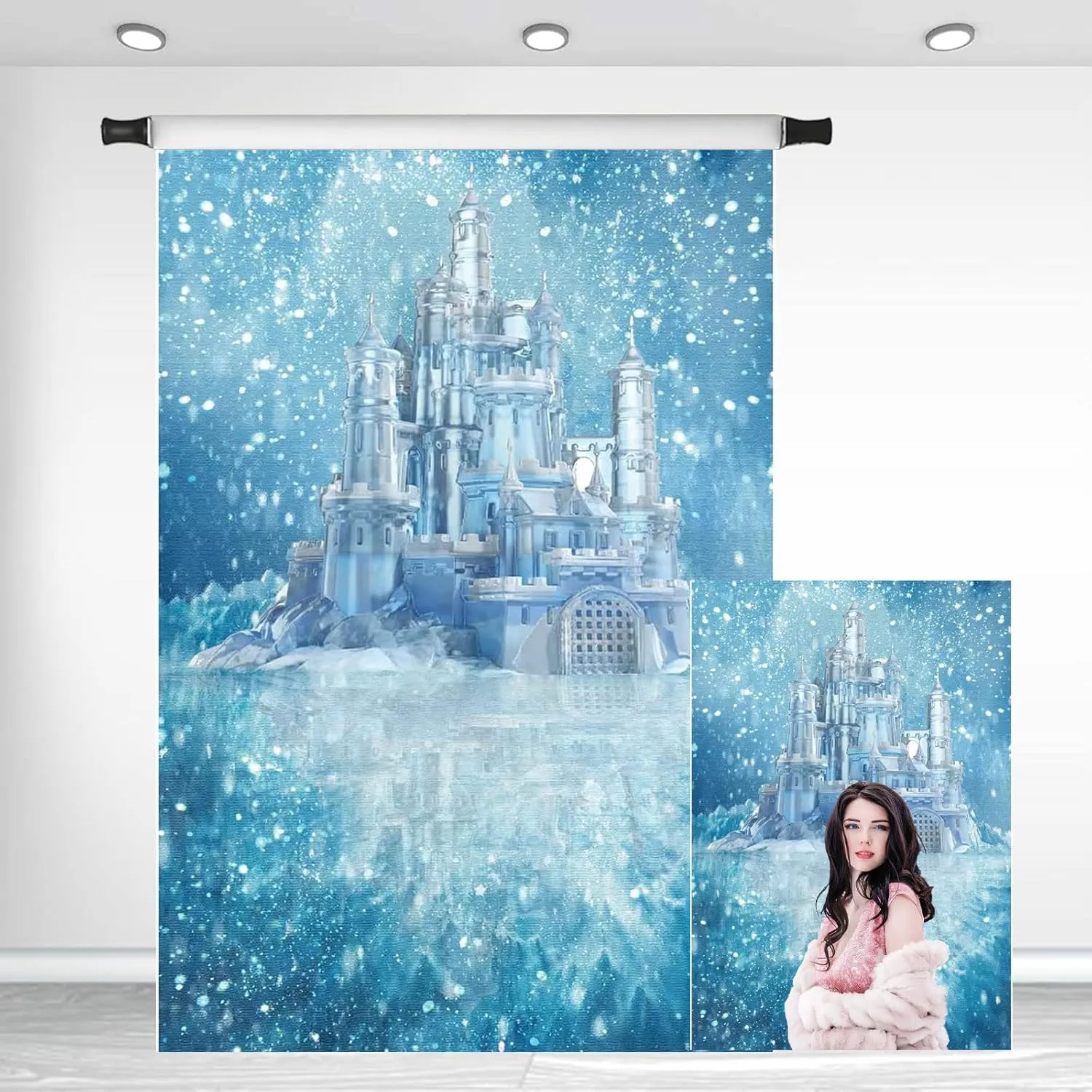 Yeele 6x10ft Winter Backdrop Ice Snow World Blue Castle Background for Photography Cosplay Kids Portrait Props Baby Shower Birthday Party Photo Studio Props