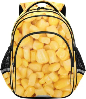 Yellow Corn Kernels Pattern Backpack for Kids Elementary School Bag Boys Girls Bookbag Travel Backpack Daypack
