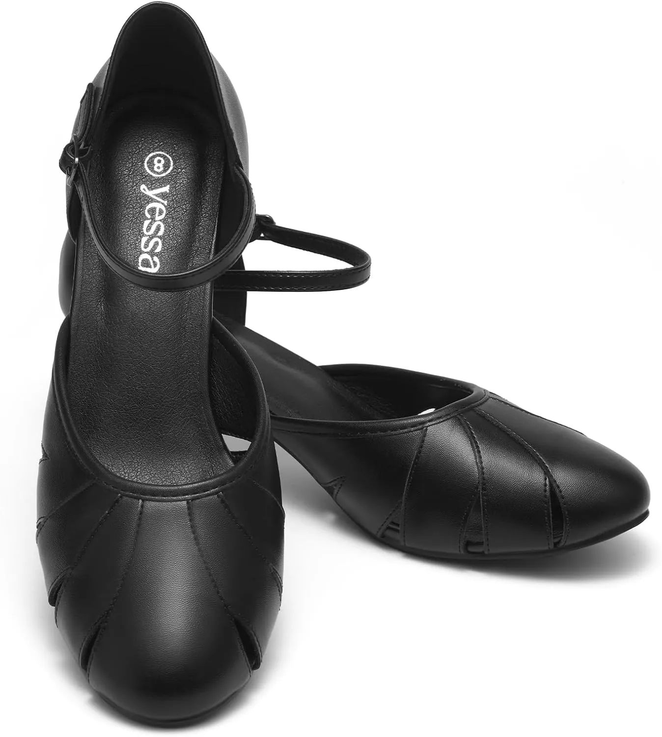 YESSA 1920s Shoes for Women Character Shoes Ankle Strap Dance Shoes for Ballroom Salsa Folklorico Tango Swing 2" Dancing Heels