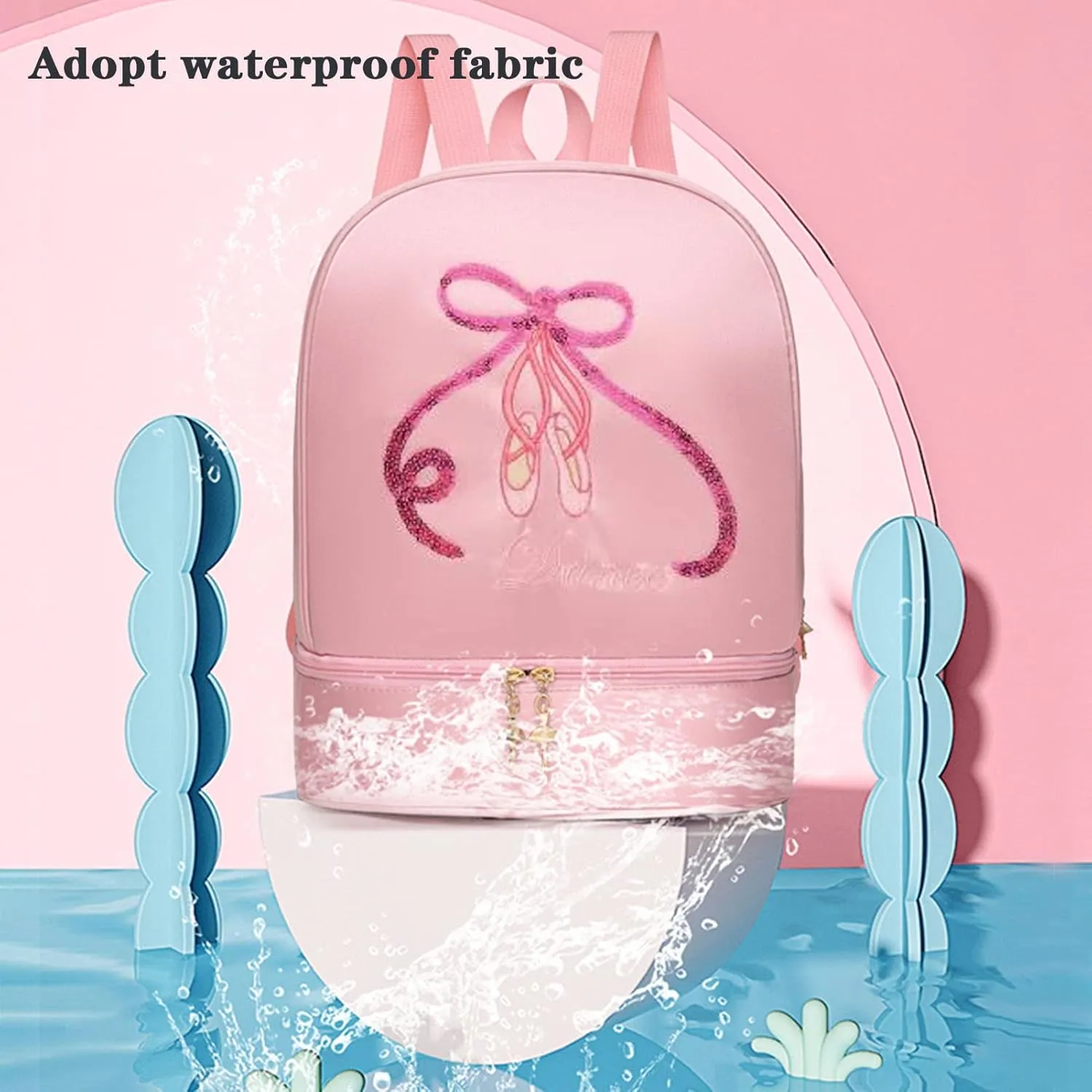 Yitengteng Ballet Dance Backpack with Separate Shoe Compartment,Little Girls Ballerina Bag Embroidery Dance Toddler Bag for Gymnastics Latin Dance Yoga Tap Dance Jazz Storage Bag