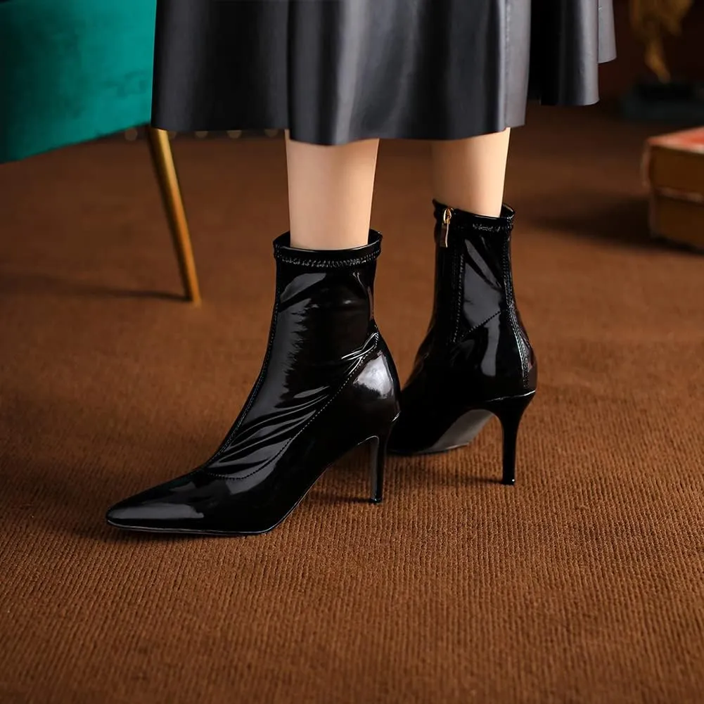 YKXLM Pointed Toe Boots for Latin Dance Shoes Sexy Heel for Dancing,650