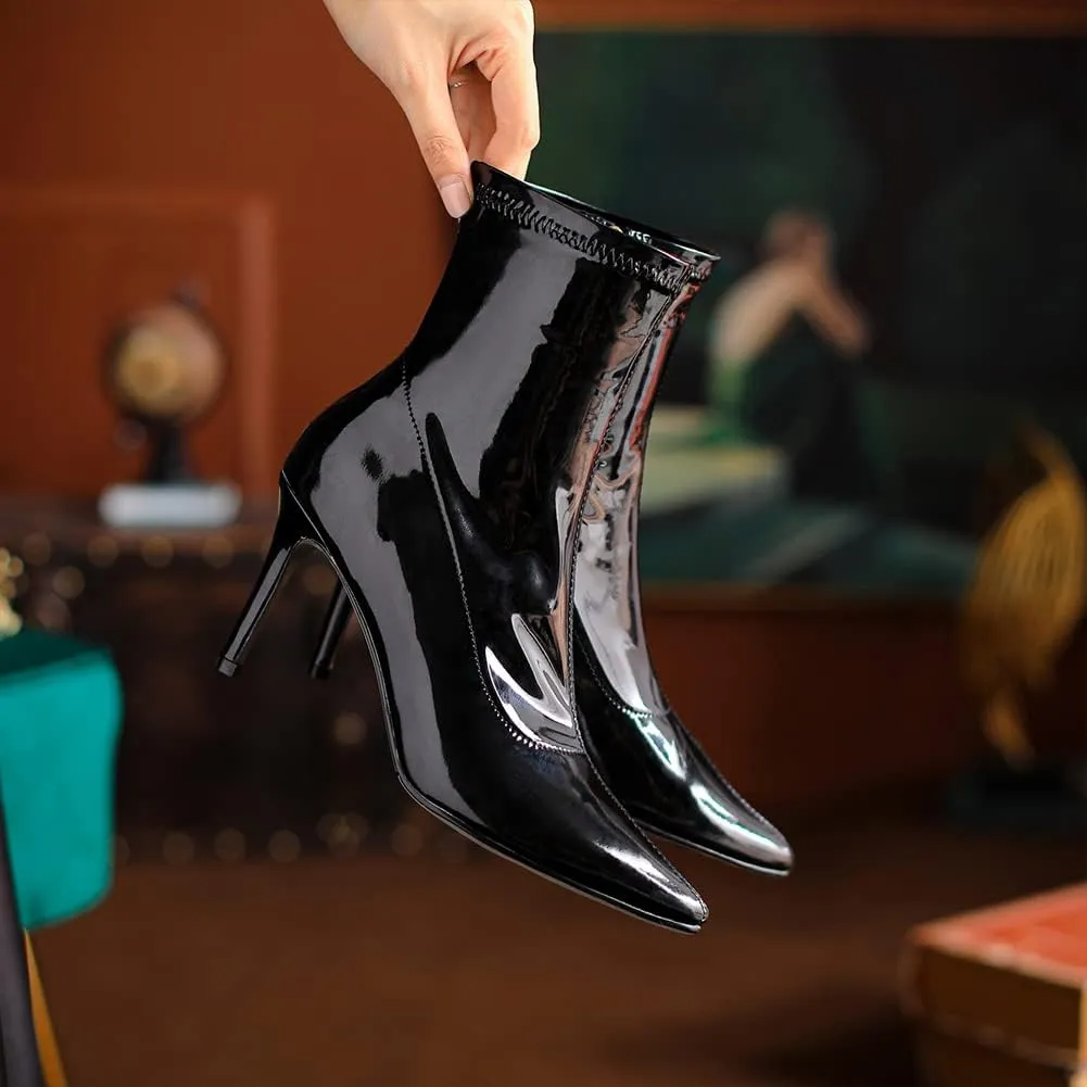 YKXLM Pointed Toe Boots for Latin Dance Shoes Sexy Heel for Dancing,650