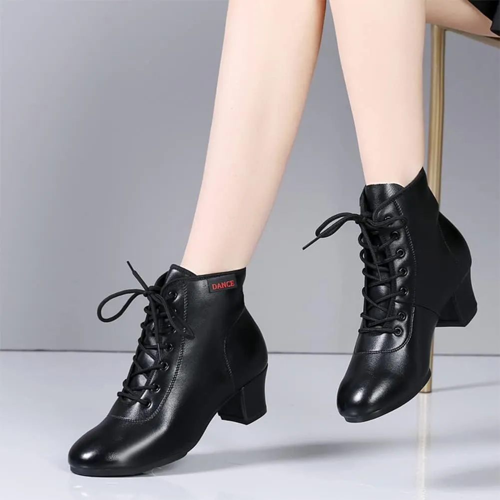 YKXLM Women's Latin Dance Shoes Closed-Toe Lace up Modern Ballroom Performence Salsa Practice Party Dancing Shoes,Model GBNJB